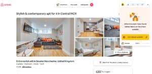 Directo direct booking link overlay on Airbnb listing