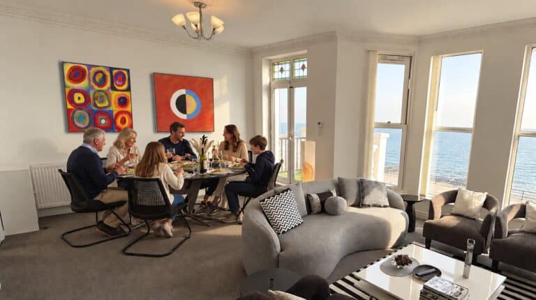 Family sharing time together in self catering Isle of Man accommodation