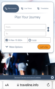 IOM Bus Schedule App Traveline.info front page