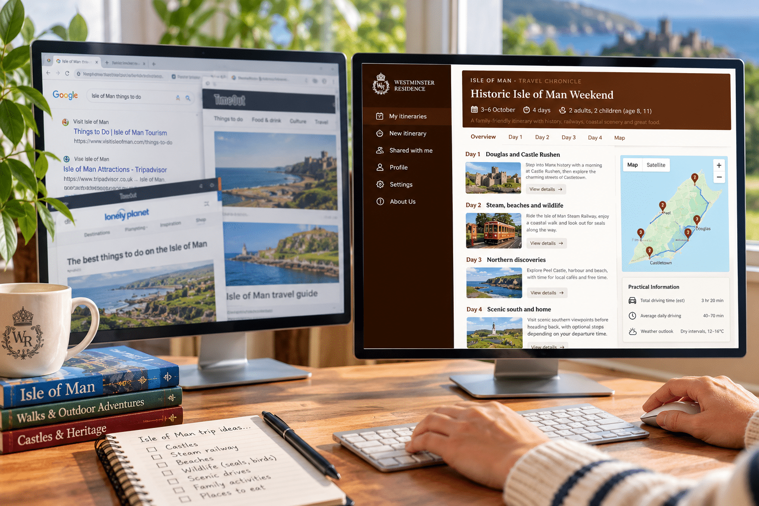Planning an Isle of Man holiday using the Westminster Residence Trip Planner