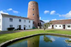 Historic Witches Mill windmill tower in Castletown on the Isle of Man.