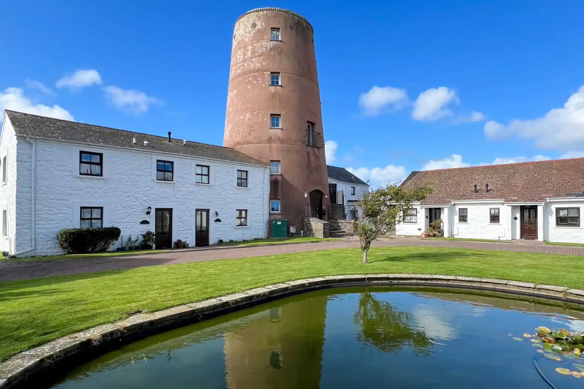 Historic Witches Mill windmill tower in Castletown on the Isle of Man.